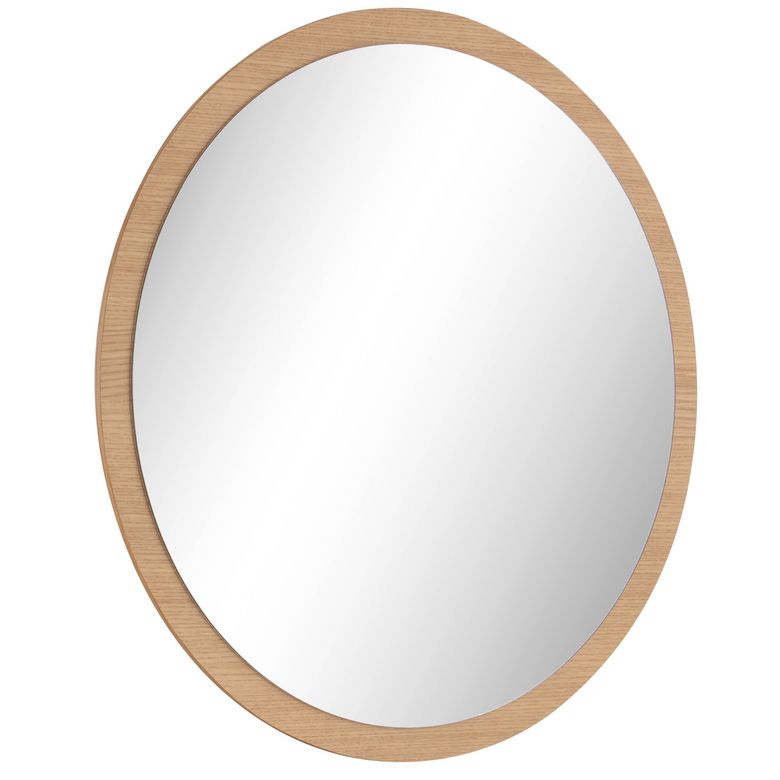 Miroir sur panneau en finition chêne natuerel Miroir rond- Diamètre 65 cm