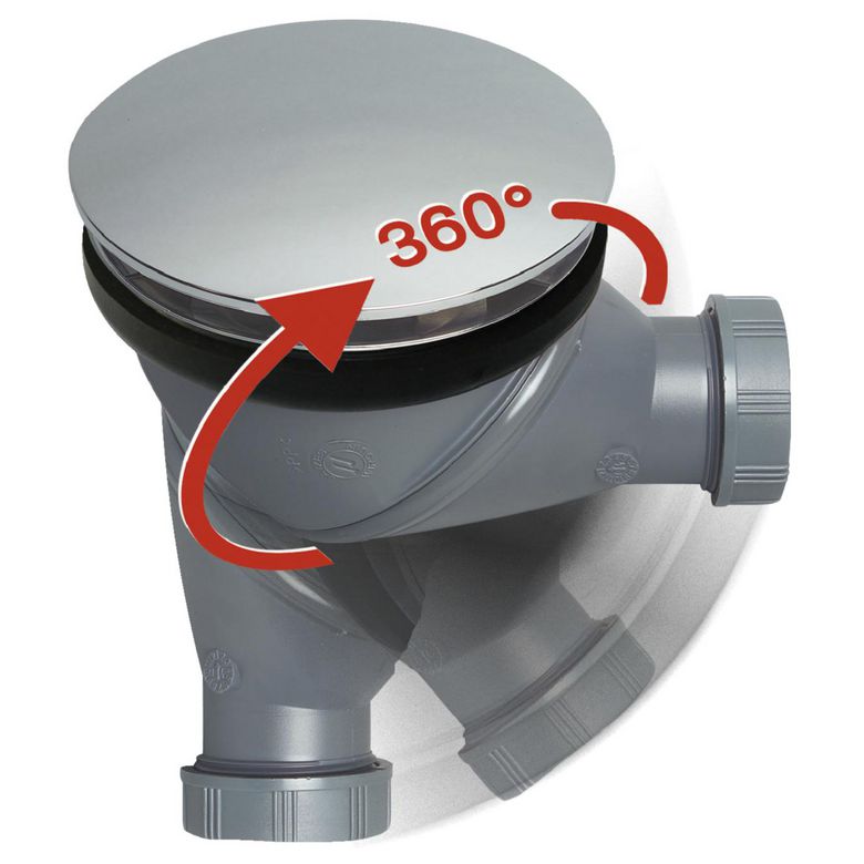 Wirquin - Bonde de douche D90 sortie orientable 180°capot métal chromé