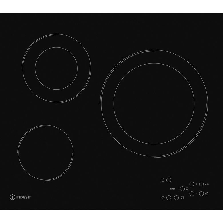 Indesit - Table vitrocéramique noir 3 foyers Indesit RI360C