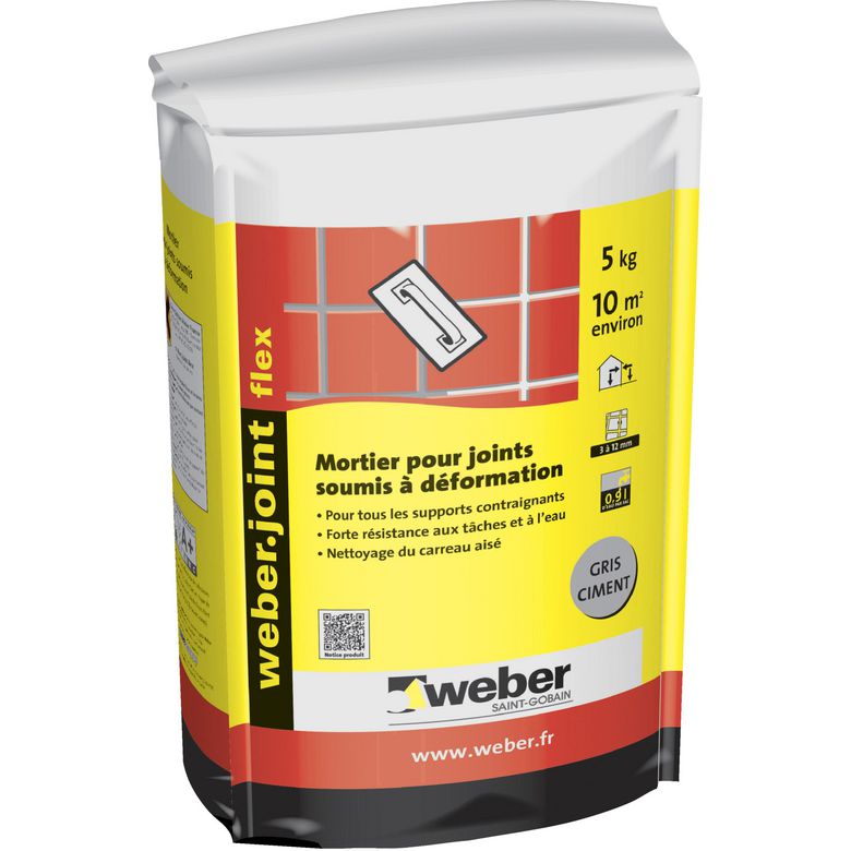 Weber - Joint WEBER flex gris ciment - 5 kg