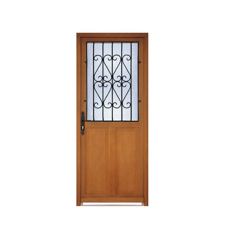 Porte d'entrée * bois exotique Savigny à grille à barillet H.215 x l.80 gauche - Lapeyre