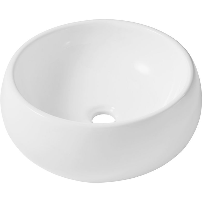 Vasque CONFETTI porcelaine blanche à poser D.39.5 - Lapeyre