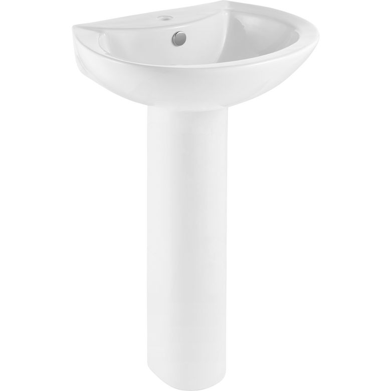 Un lavabo en porcelaine blanche, idéal pour équiper à petit prix et facilement votre salle de bains. Il peut se monter sur pied avec la colonne associée ou seul en pose suspendue. Ce modèle existe également en vasque à encastrer sur notre site. Lavabo :- Porcelaine- Coloris: blanc- Dimensions: H22,5 x L56,5 x P48 cm- Avec trop pleinColonne associée ref 1243633