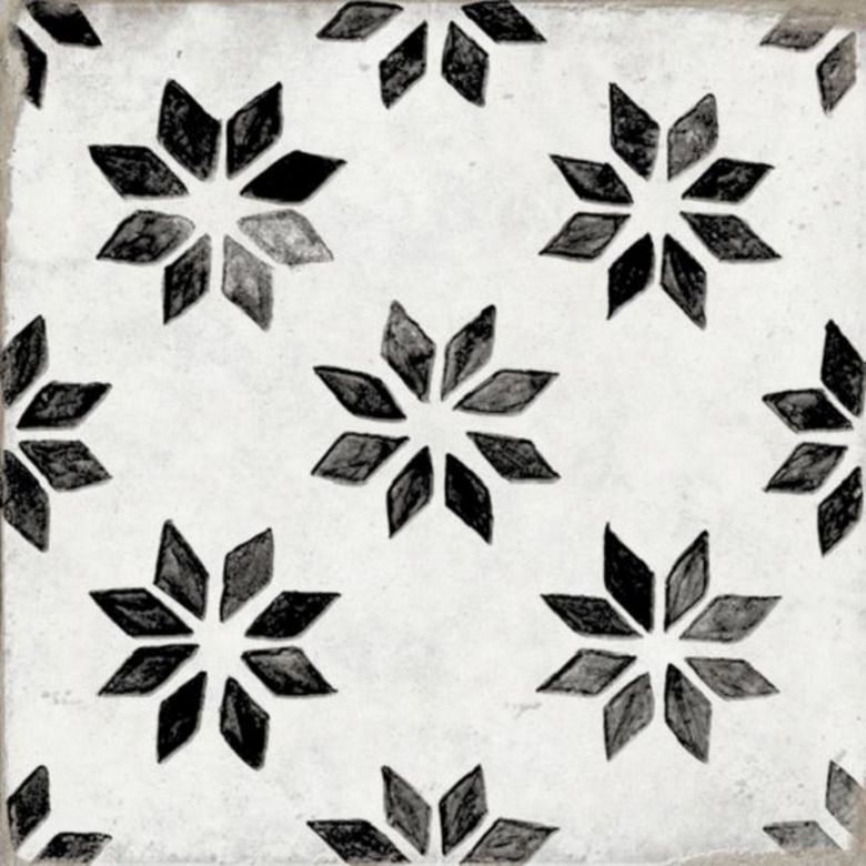 Carrelage HERA motif badiane noir 20x20 ép.8.5 mm aspect naturel - Lapeyre