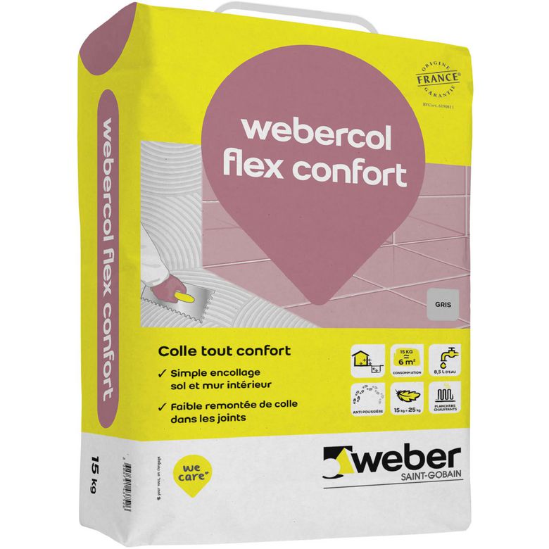 Weber - Colle weber colle flex confort gris - 15kg