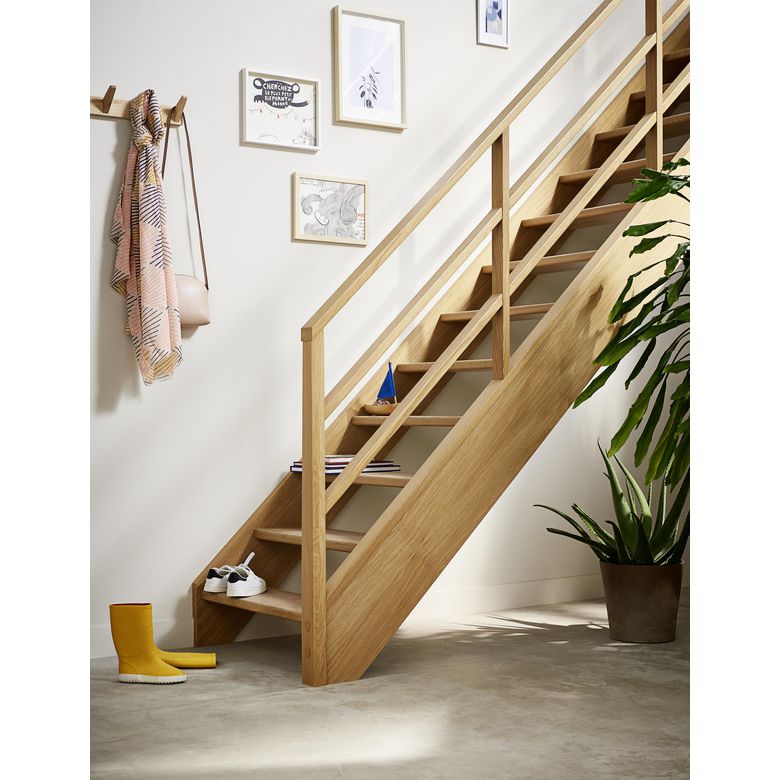 Escalier ARIA 2 Qt intermédiaire chêne std brut rampe Eden H.286 G - Lapeyre