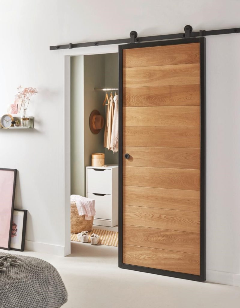 porte coulissante en bois chambre et dressing