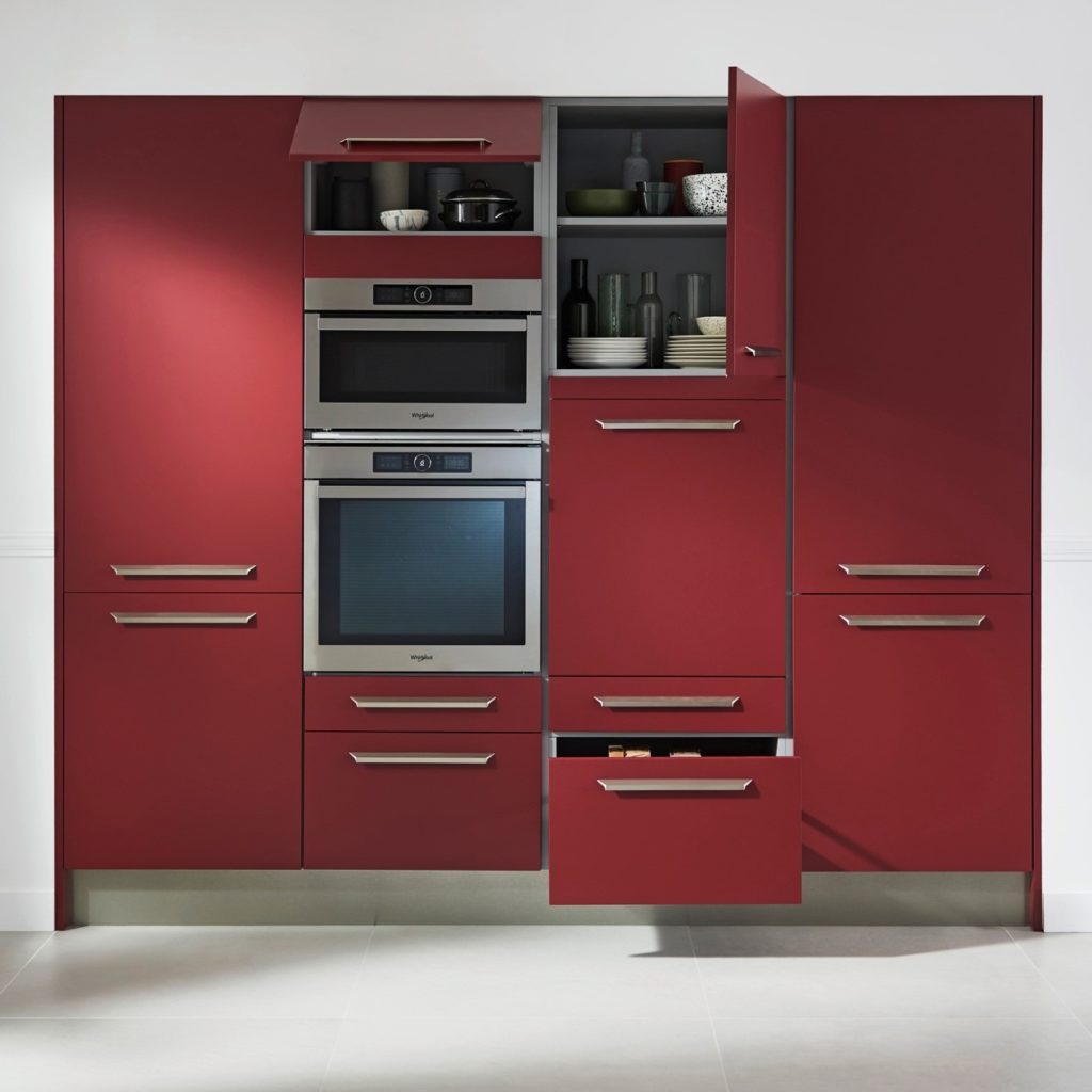Meuble rangements cuisine rouge