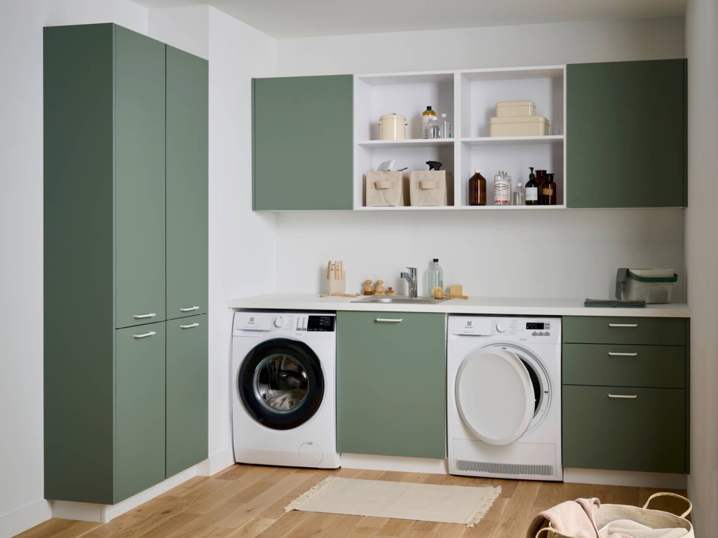 Cuisine SOFT LINE eucalyptus espace buanderie