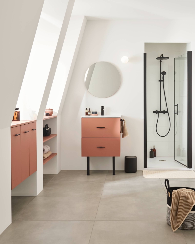 Meuble de salle de bains formeo terracotta